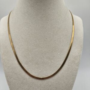 VINTAGE Gold Tone Plated Herringbone Unisex Chain Necklace 18-19.5"